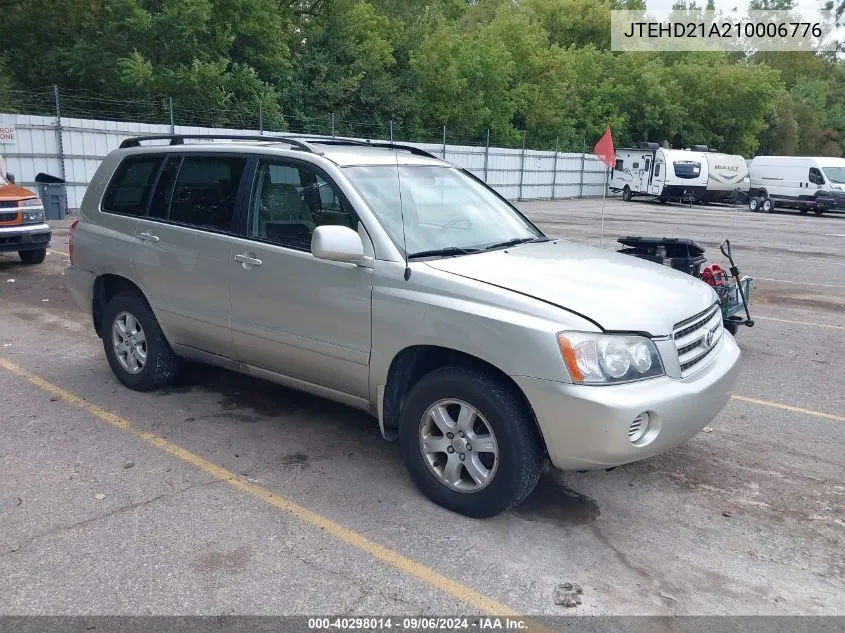 2001 Toyota Highlander VIN: JTEHD21A210006776 Lot: 40298014