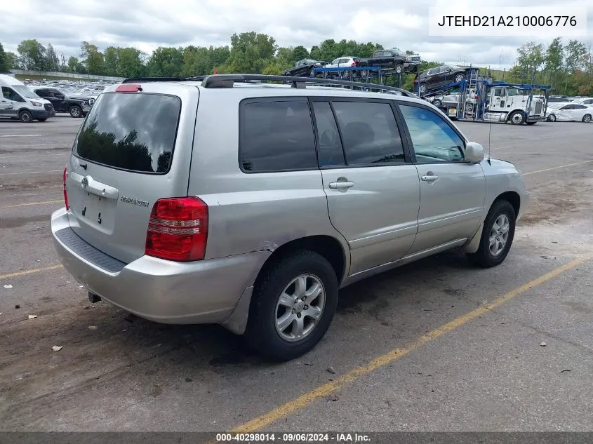 2001 Toyota Highlander VIN: JTEHD21A210006776 Lot: 40298014