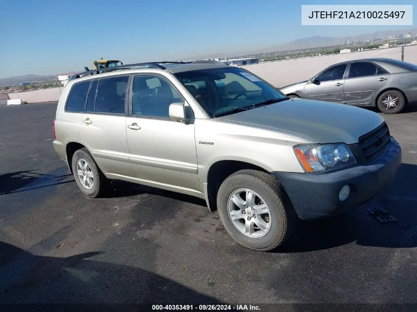 JTEHF21A210025497 2001 Toyota Highlander V6