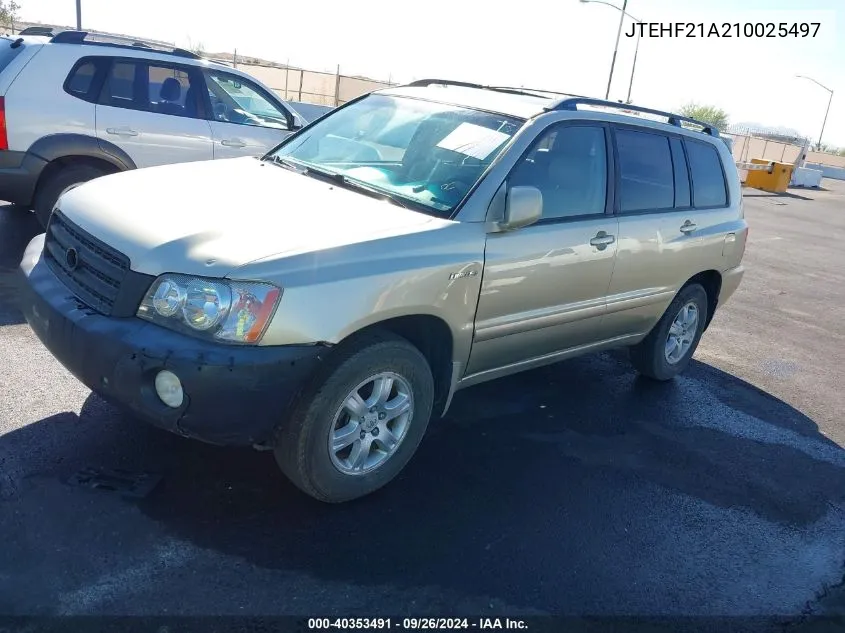 2001 Toyota Highlander V6 VIN: JTEHF21A210025497 Lot: 40353491