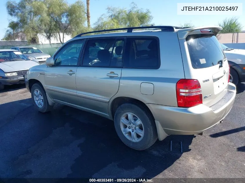 2001 Toyota Highlander V6 VIN: JTEHF21A210025497 Lot: 40353491