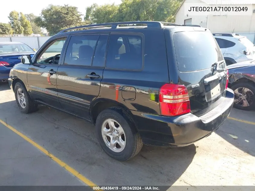 2001 Toyota Highlander VIN: JTEGD21A710012049 Lot: 40436419