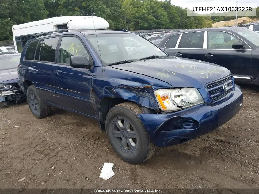 2001 Toyota Highlander V6 VIN: JTEHF21AX10032228 Lot: 40457402