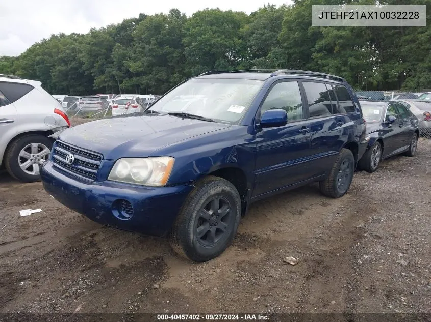 2001 Toyota Highlander V6 VIN: JTEHF21AX10032228 Lot: 40457402