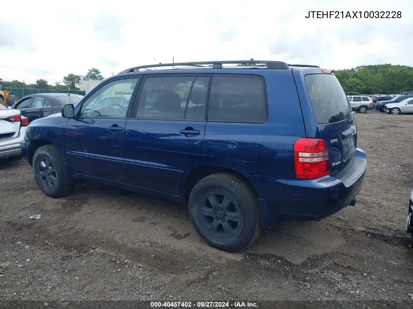 2001 Toyota Highlander V6 VIN: JTEHF21AX10032228 Lot: 40457402