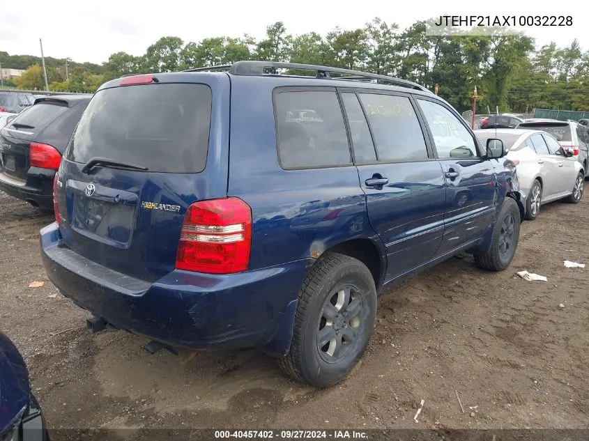 2001 Toyota Highlander V6 VIN: JTEHF21AX10032228 Lot: 40457402