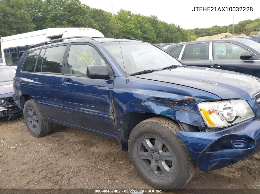 2001 Toyota Highlander V6 VIN: JTEHF21AX10032228 Lot: 40457402