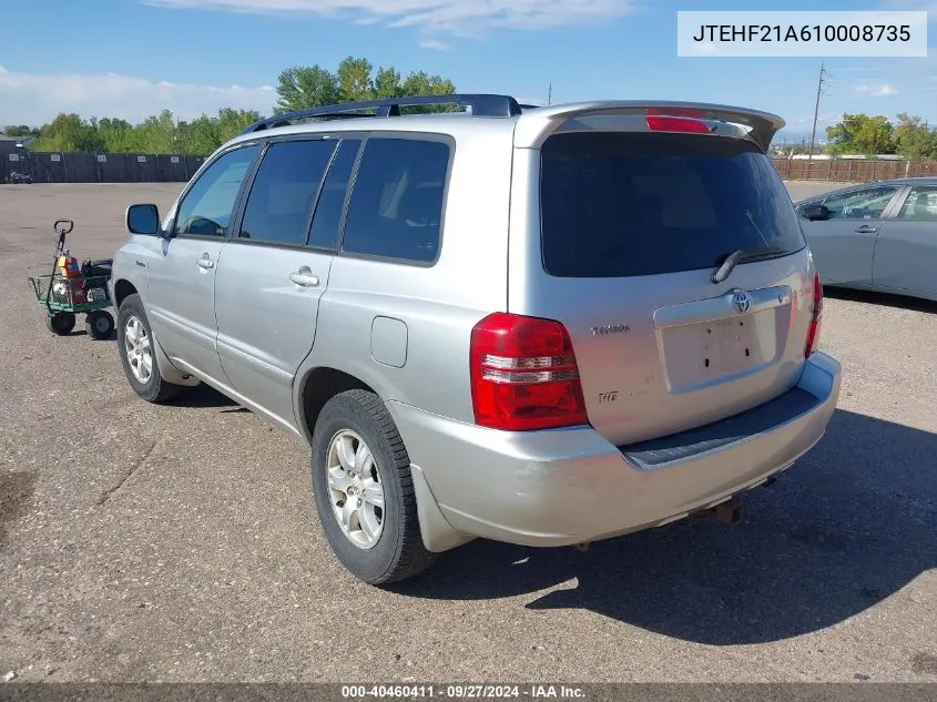 2001 Toyota Highlander V6 VIN: JTEHF21A610008735 Lot: 40460411