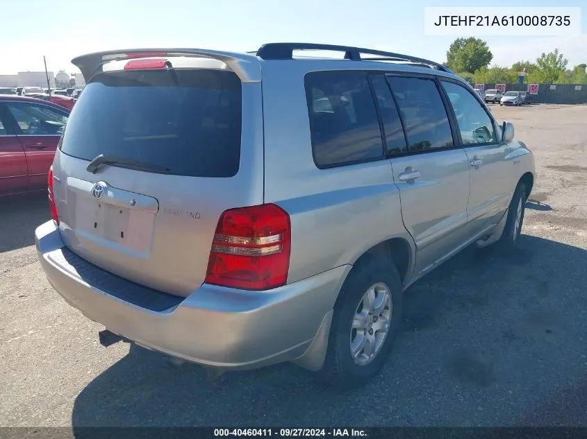 2001 Toyota Highlander V6 VIN: JTEHF21A610008735 Lot: 40460411