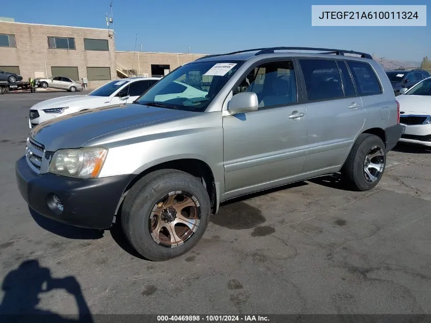 2001 Toyota Highlander V6 VIN: JTEGF21A610011324 Lot: 40469898