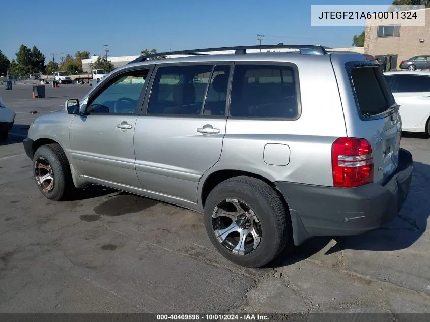 2001 Toyota Highlander V6 VIN: JTEGF21A610011324 Lot: 40469898