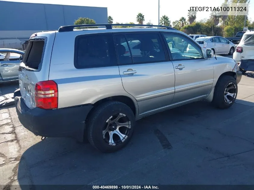 2001 Toyota Highlander V6 VIN: JTEGF21A610011324 Lot: 40469898