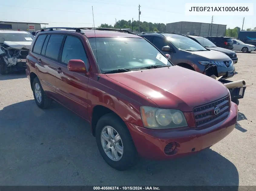 2001 Toyota Highlander V6 VIN: JTEGF21AX10004506 Lot: 40586374