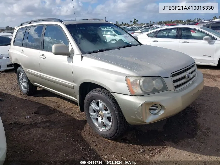 2001 Toyota Highlander V6 VIN: JTEGF21AX10015330 Lot: 40695734