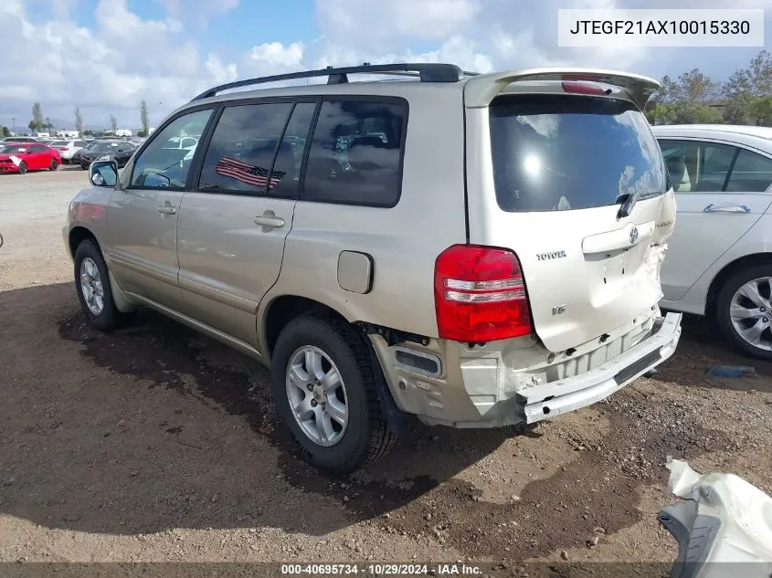 2001 Toyota Highlander V6 VIN: JTEGF21AX10015330 Lot: 40695734