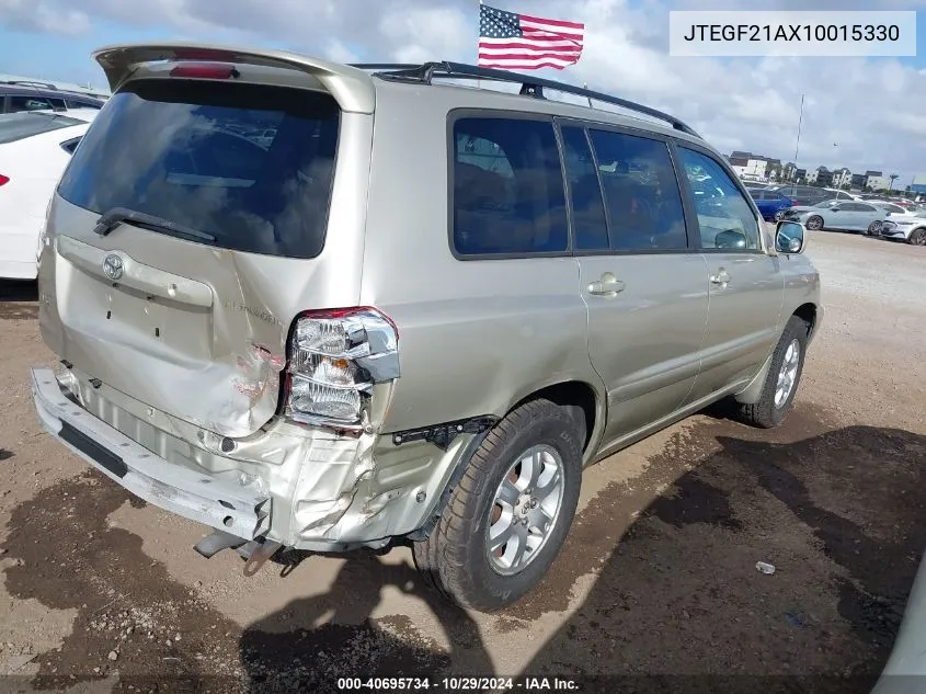 2001 Toyota Highlander V6 VIN: JTEGF21AX10015330 Lot: 40695734