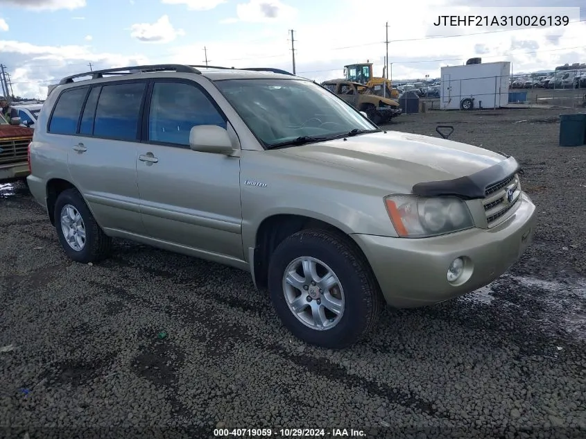 2001 Toyota Highlander V6 VIN: JTEHF21A310026139 Lot: 40719059