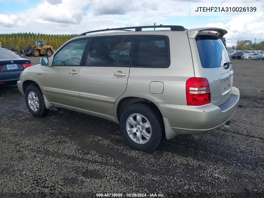 2001 Toyota Highlander V6 VIN: JTEHF21A310026139 Lot: 40719059