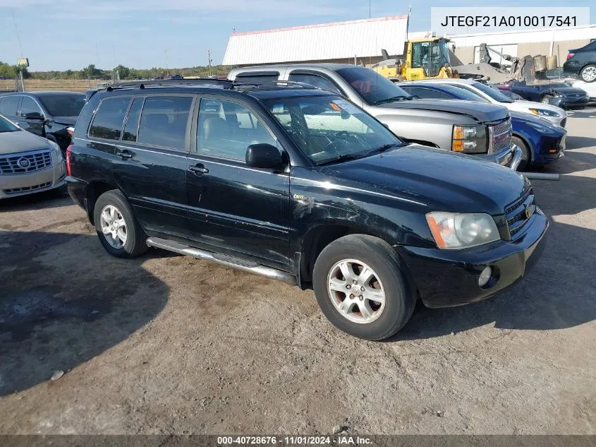 2001 Toyota Highlander V6 VIN: JTEGF21A010017541 Lot: 40728676