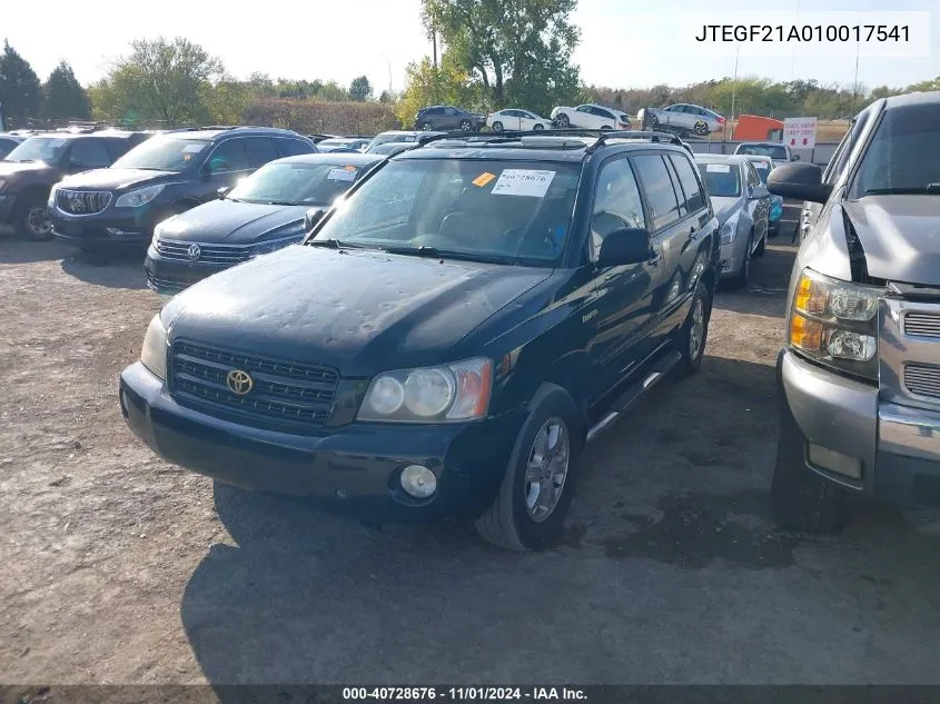 2001 Toyota Highlander V6 VIN: JTEGF21A010017541 Lot: 40728676