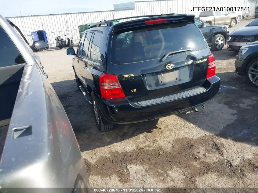 2001 Toyota Highlander V6 VIN: JTEGF21A010017541 Lot: 40728676