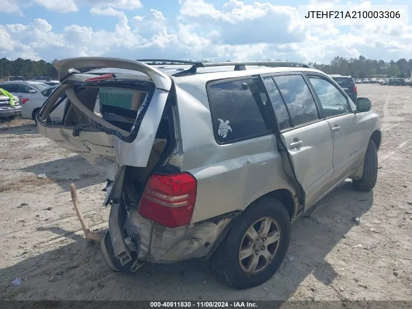 2001 Toyota Highlander V6 VIN: JTEHF21A210003306 Lot: 40811830