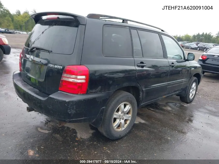 2002 Toyota Highlander Limited V6 VIN: JTEHF21A620091004 Lot: 39417977