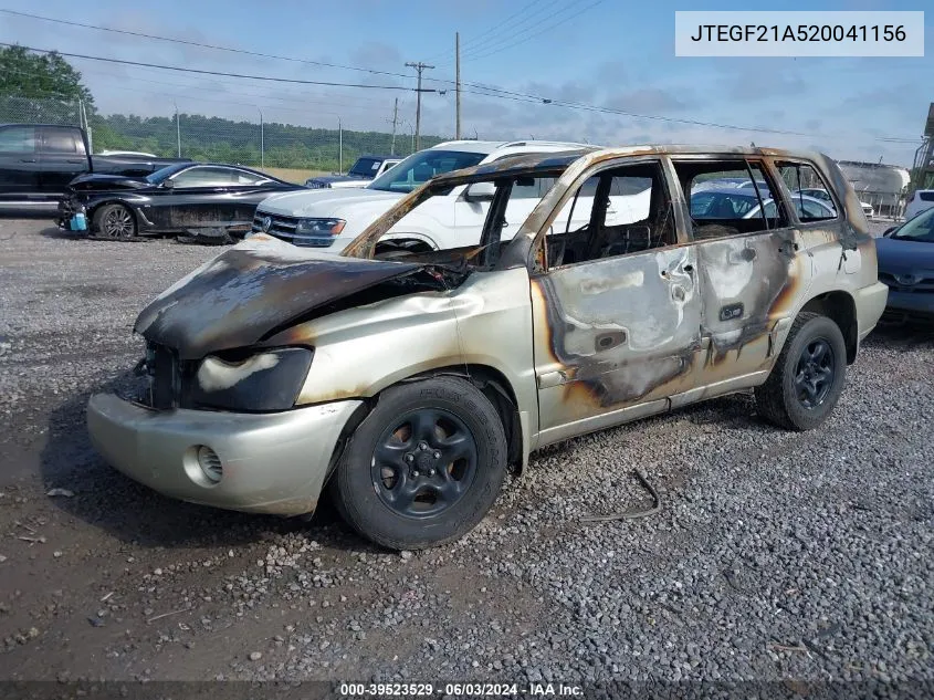 2002 Toyota Highlander V6 VIN: JTEGF21A520041156 Lot: 39523529