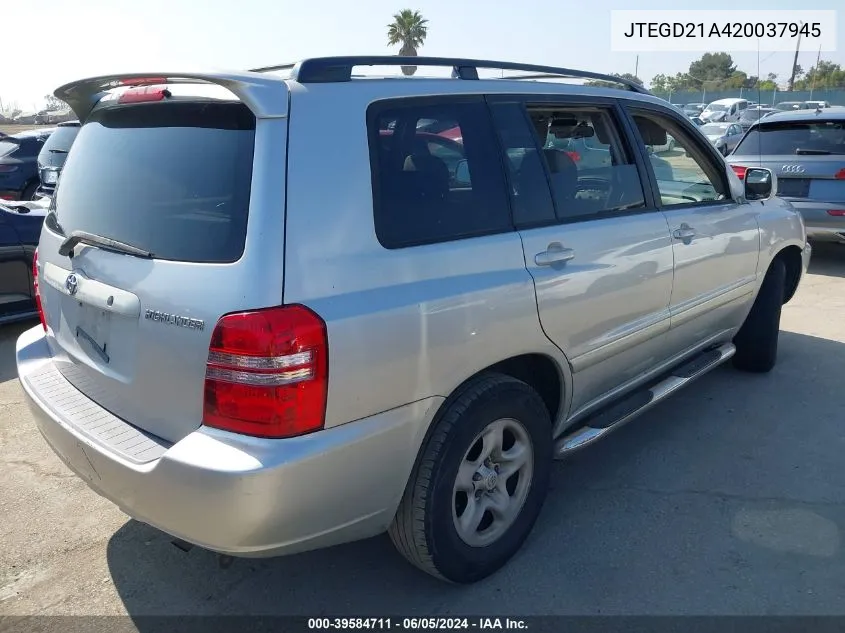 2002 Toyota Highlander VIN: JTEGD21A420037945 Lot: 39584711