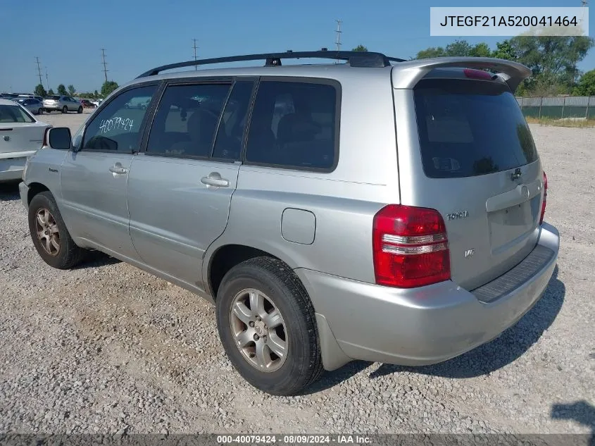 2002 Toyota Highlander Limited V6 VIN: JTEGF21A520041464 Lot: 40079424