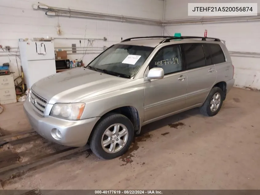 2002 Toyota Highlander Limited V6/V6 VIN: JTEHF21A520056874 Lot: 40177619