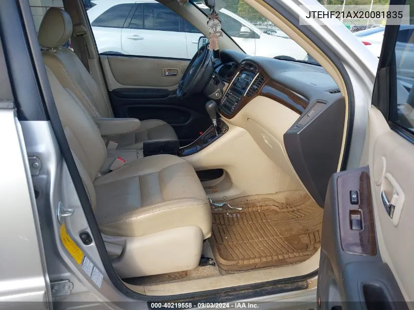 JTEHF21AX20081835 2002 Toyota Highlander Limited V6