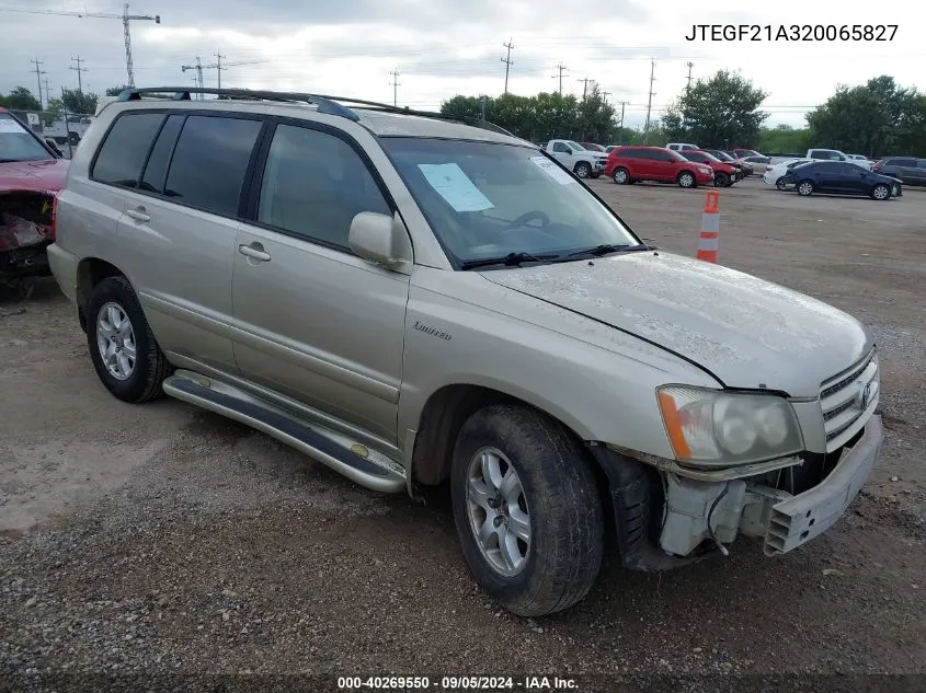 2002 Toyota Highlander Limited VIN: JTEGF21A320065827 Lot: 40269550