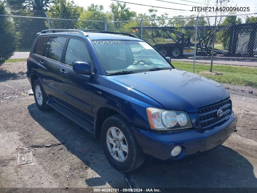 2002 Toyota Highlander Limited V6 VIN: JTEHF21A620096025 Lot: 40292781