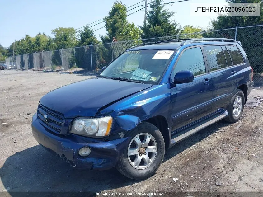 2002 Toyota Highlander Limited V6 VIN: JTEHF21A620096025 Lot: 40292781