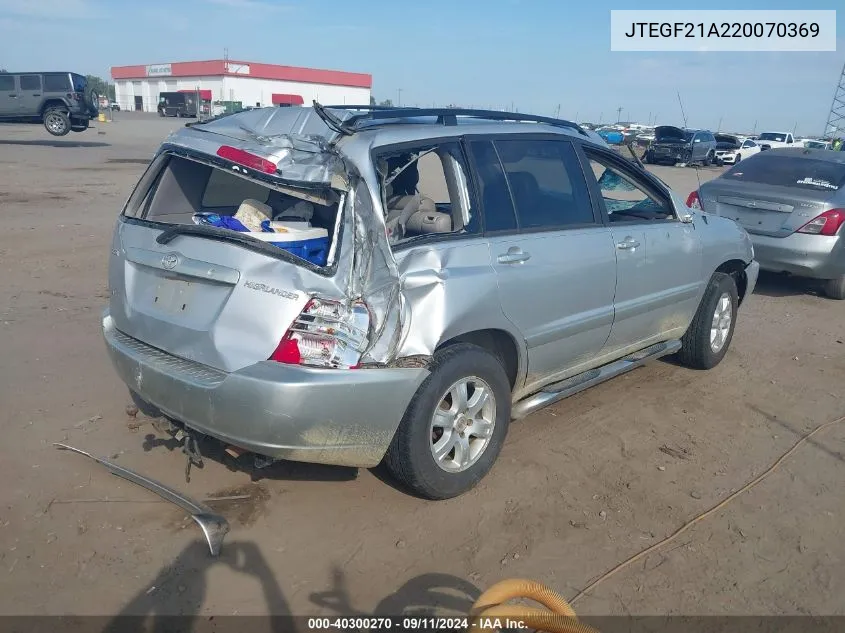 JTEGF21A220070369 2003 Toyota Highlander V6