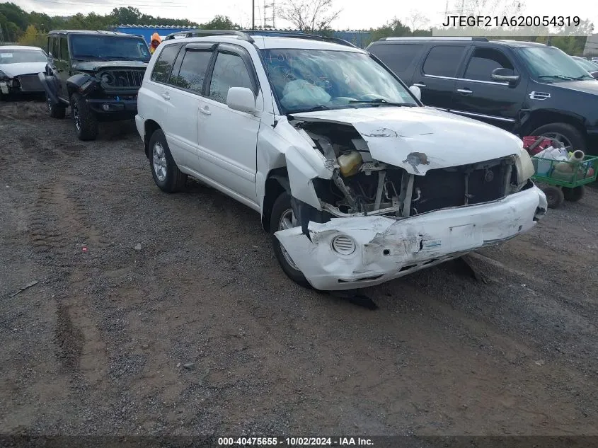 2002 Toyota Highlander V6 VIN: JTEGF21A620054319 Lot: 40475655