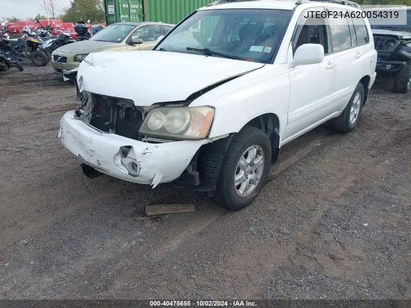 2002 Toyota Highlander V6 VIN: JTEGF21A620054319 Lot: 40475655