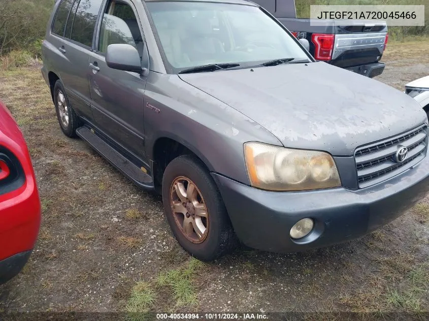 2002 Toyota Highlander Limited V6 VIN: JTEGF21A720045466 Lot: 40534994