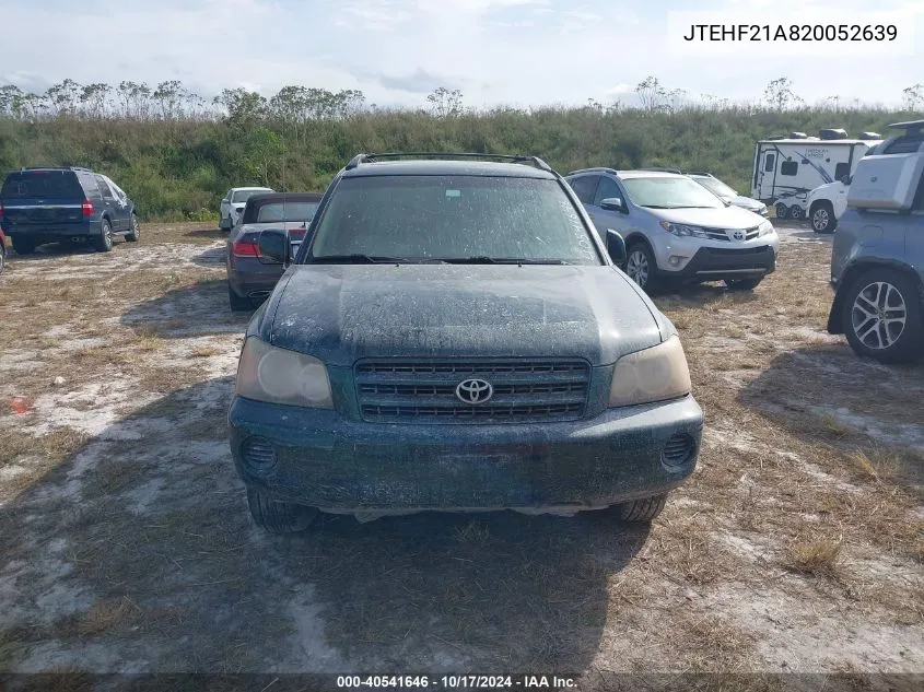 2002 Toyota Highlander V6 VIN: JTEHF21A820052639 Lot: 40541646