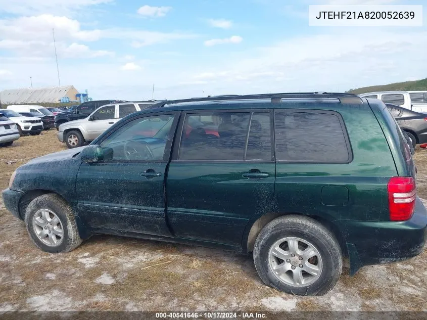 2002 Toyota Highlander V6 VIN: JTEHF21A820052639 Lot: 40541646