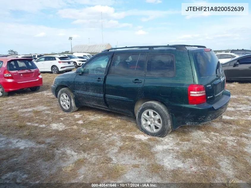 2002 Toyota Highlander V6 VIN: JTEHF21A820052639 Lot: 40541646