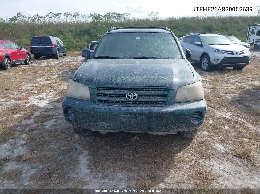 2002 Toyota Highlander V6 VIN: JTEHF21A820052639 Lot: 40541646