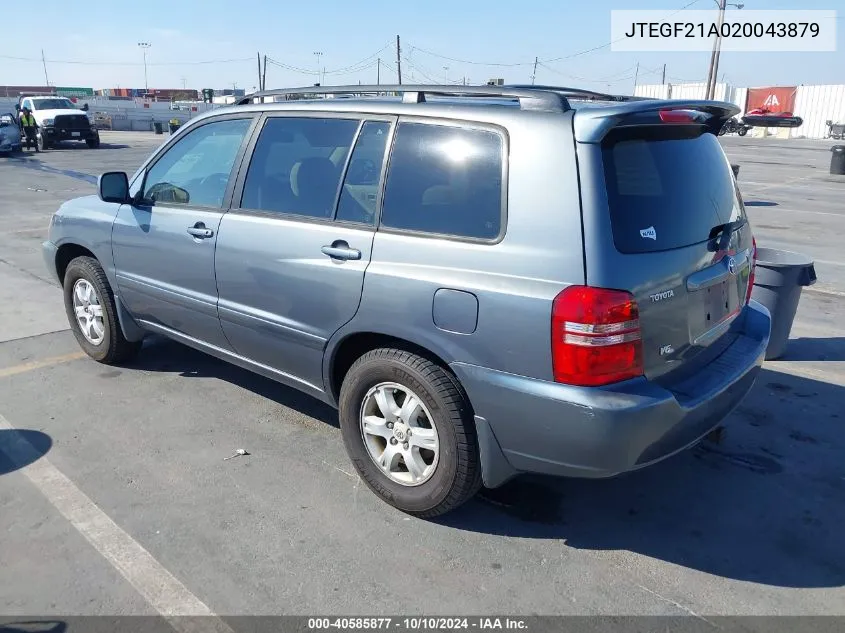 2002 Toyota Highlander V6 VIN: JTEGF21A020043879 Lot: 40585877