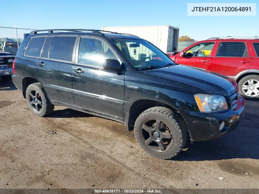 2002 Toyota Highlander Limited V6 VIN: JTEHF21A120064891 Lot: 40618171