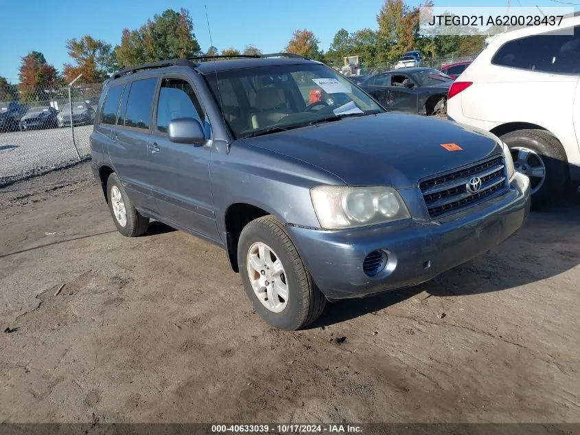 2002 Toyota Highlander VIN: JTEGD21A620028437 Lot: 40633039