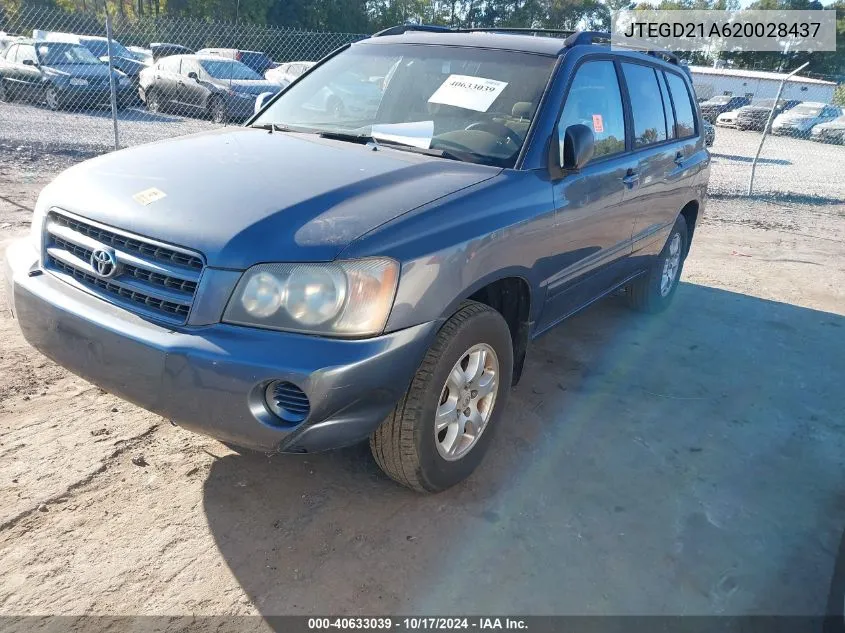 2002 Toyota Highlander VIN: JTEGD21A620028437 Lot: 40633039