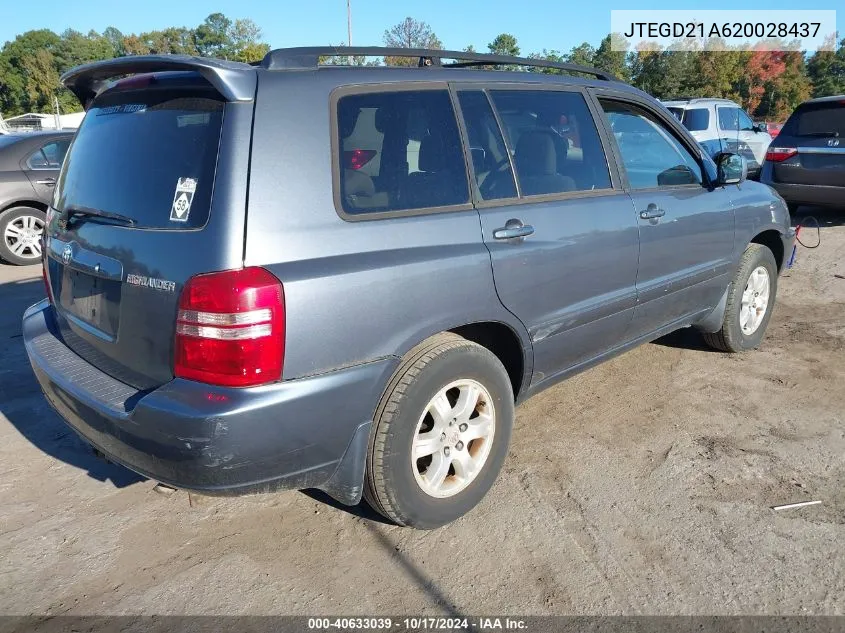 2002 Toyota Highlander VIN: JTEGD21A620028437 Lot: 40633039