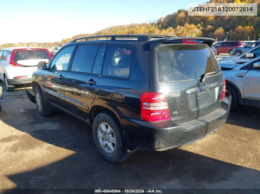 2002 Toyota Highlander V6 VIN: JTEHF21A120072814 Lot: 40645964