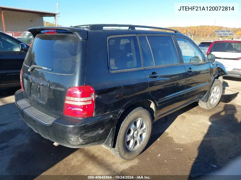 2002 Toyota Highlander V6 VIN: JTEHF21A120072814 Lot: 40645964